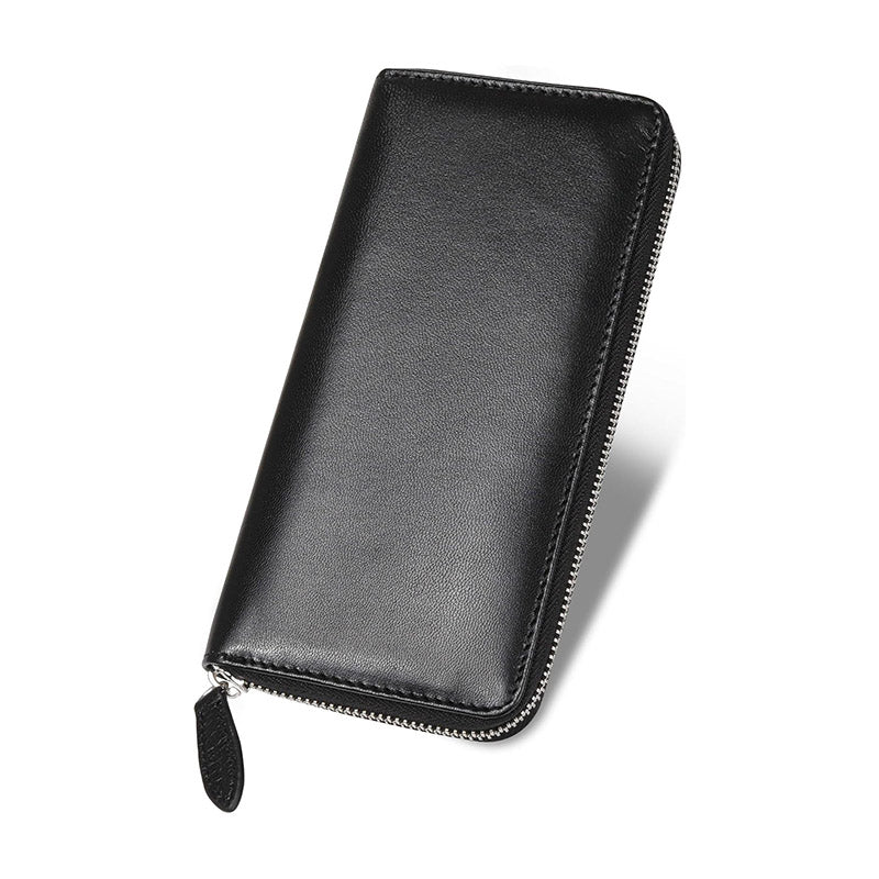 Wallet, Genuine Leather, Bi-Fold, Lightweight, Holds 7 Cards, Hidden Pocket, black