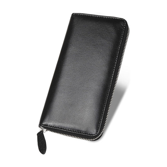 Wallet, Genuine Leather, Bi-Fold, Lightweight, Holds 7 Cards, Hidden Pocket, black